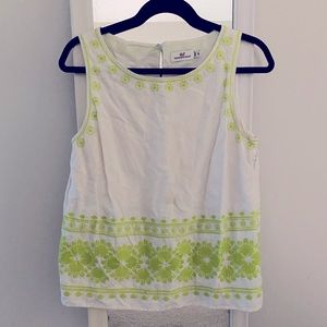 Vineyard Vines Embroidered Neon Green White Cotton Tanktop Size 8